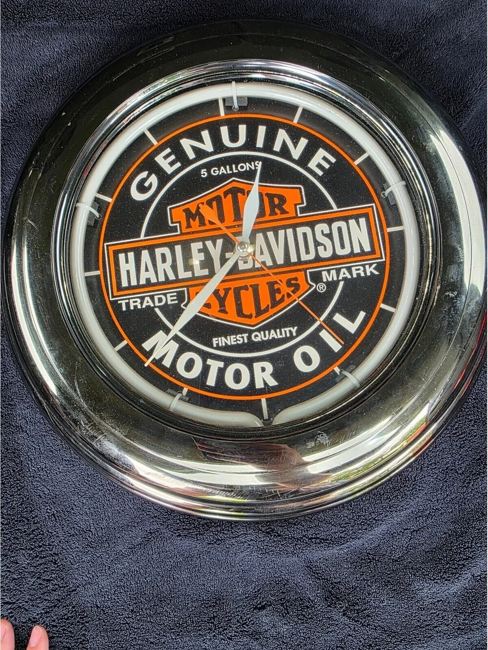 Harley Davidson Genuine Motor Oil Neon Wall Clock